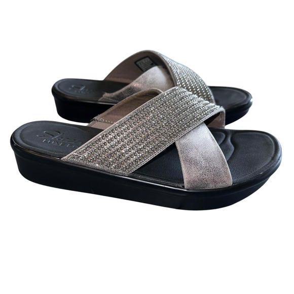 Skechers‎ Bumblers Summer Scorcher Sandals Womens 9 Silver Metalic Bead Slip On - Picture 1 of 7